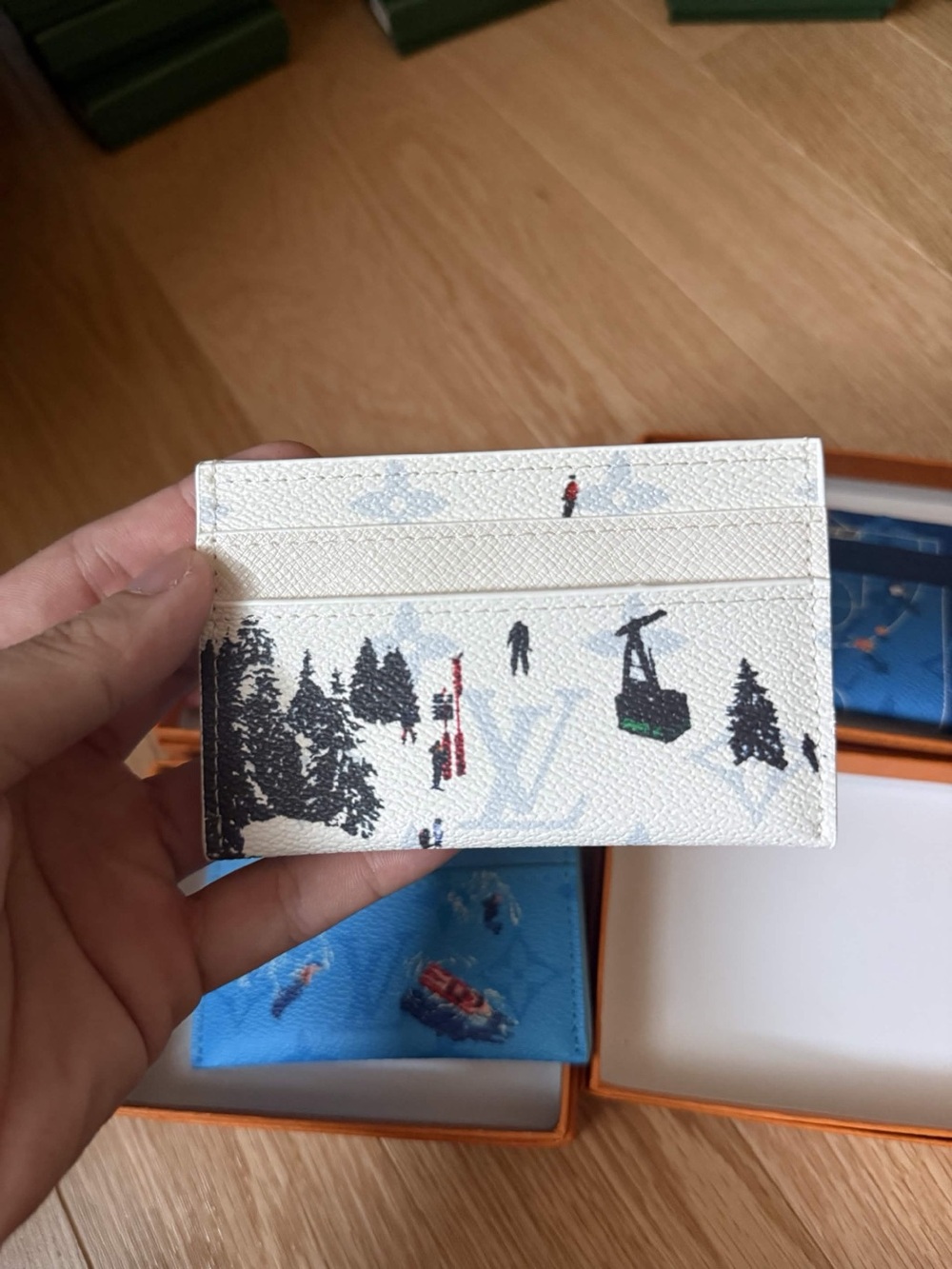 Louis Vuitton Cream Card Holder with Ski Lift Print